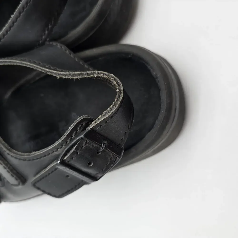 Birkenstock Shoes Mens 12 45 Wide Black Milano Leather Sandals Open Toed Ankle